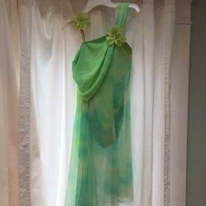 Green tie dye dress costume with hair clip